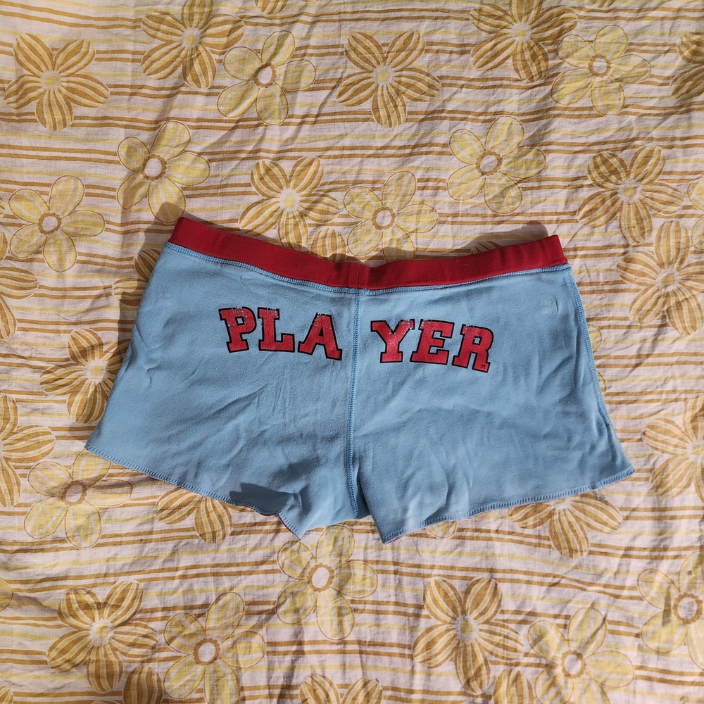 Player Women's Athletic Shorts - Light Blue and Red